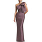 One Shoulder Satin Long Prom Dress Bow Mermaid Bridesmaid Dresses Floor Evening Party Gowns