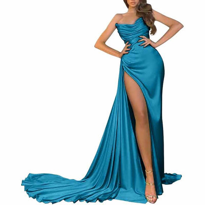Women's Strapless Mermaid Prom Dresses Long High Split Formal Evening Party Gowns