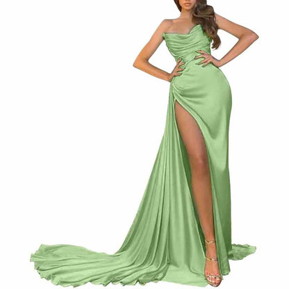 Women's Strapless Mermaid Prom Dresses Long High Split Formal Evening Party Gowns