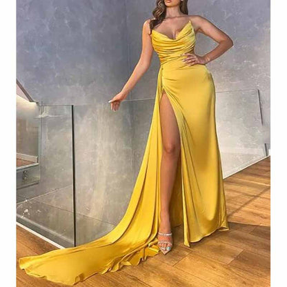 Women's Strapless Mermaid Prom Dresses Long High Split Formal Evening Party Gowns