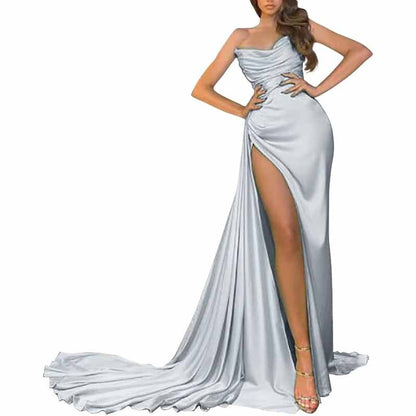 Women's Strapless Mermaid Prom Dresses Long High Split Formal Evening Party Gowns
