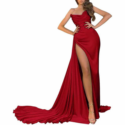 Women's Strapless Mermaid Prom Dresses Long High Split Formal Evening Party Gowns