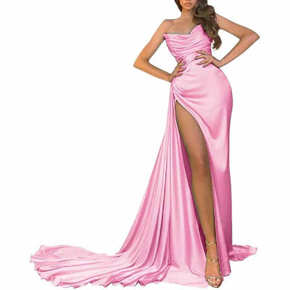 Women's Strapless Mermaid Prom Dresses Long High Split Formal Evening Party Gowns