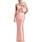 One Shoulder Satin Long Prom Dress Bow Mermaid Bridesmaid Dresses Floor Evening Party Gowns