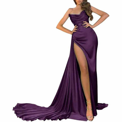 Women's Strapless Mermaid Prom Dresses Long High Split Formal Evening Party Gowns