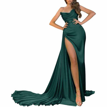 Women's Strapless Mermaid Prom Dresses Long High Split Formal Evening Party Gowns