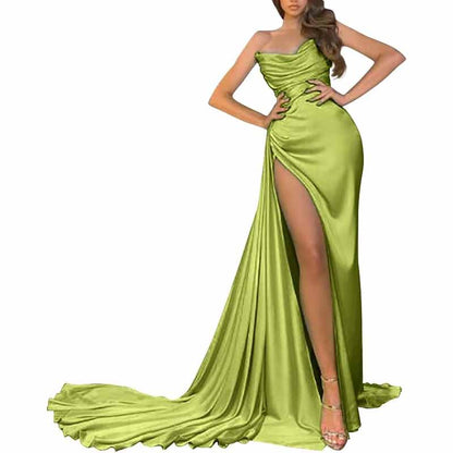 Women's Strapless Mermaid Prom Dresses Long High Split Formal Evening Party Gowns