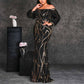 Plus Size Off The Shoulder Maxi Dress Sequin Prom Dress Event Dress