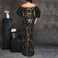 Plus Size Off The Shoulder Maxi Dress Sequin Prom Dress Event Dress