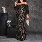 Plus Size Off The Shoulder Maxi Dress Sequin Prom Dress Event Dress