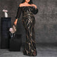 Plus Size Off The Shoulder Maxi Dress Sequin Prom Dress Event Dress