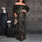 Plus Size Off The Shoulder Maxi Dress Sequin Prom Dress Event Dress