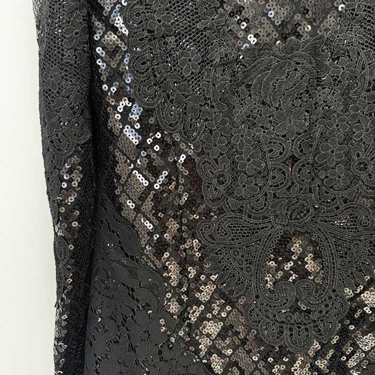 Women's Black Sequin Blazer and Wide Leg Pants Set - Sparkly Formal Suit