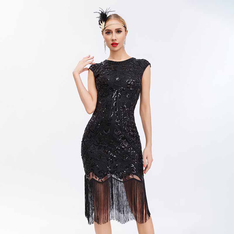 1920s Flapper Dress Fringe Sequin Dress Event Dress