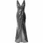 Women Sequin V Neck Wrap Long Bridesmaid Dresses Wedding Prom Gown