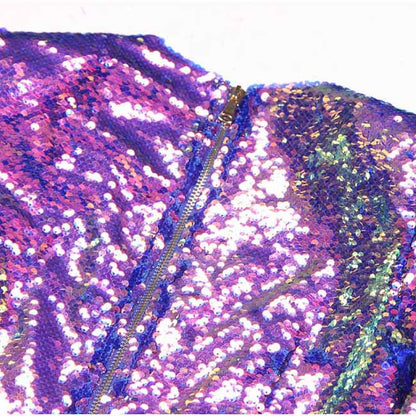 Women's Sequin Mini Dress Long Sleeves Colorful Cocktail Dress