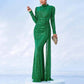 Stand Collar Long Sleeve Sequin Prom Dress Wedding Cocktail Dress