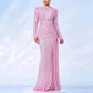 Stand Collar Long Sleeve Sequin Prom Dress Wedding Cocktail Dress