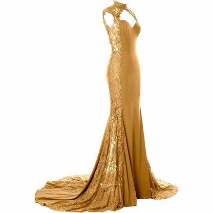 Women Mermaid Sequin Evening Gown Wedding Gown Bride Prom Formal Event Dress