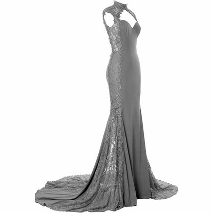 Women Mermaid Sequin Evening Gown Wedding Gown Bride Prom Formal Event Dress