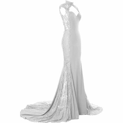 Women Mermaid Sequin Evening Gown Wedding Gown Bride Prom Formal Event Dress