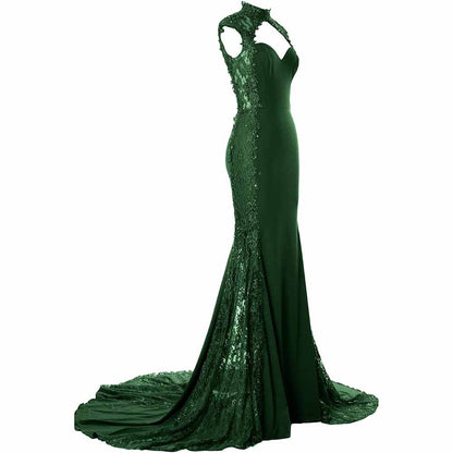 Women Mermaid Sequin Evening Gown Wedding Gown Bride Prom Formal Event Dress