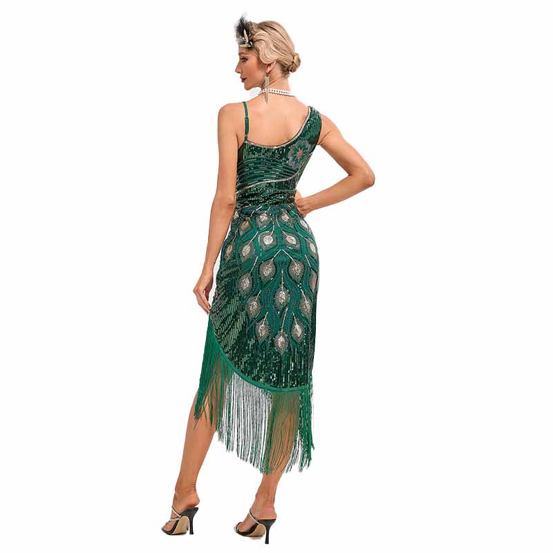 Women's Flapper Dress Asymmetrical Sequins Fringed 1920s Dress