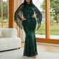 Sheer Cape Sleeve Sequin Black Prom Derss Plus Size Event Gowns