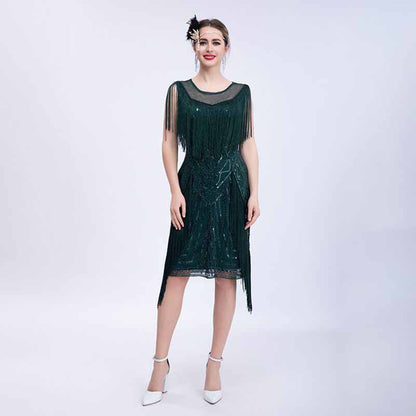 1920s Flapper Dress Fringe Sequin Event Dress