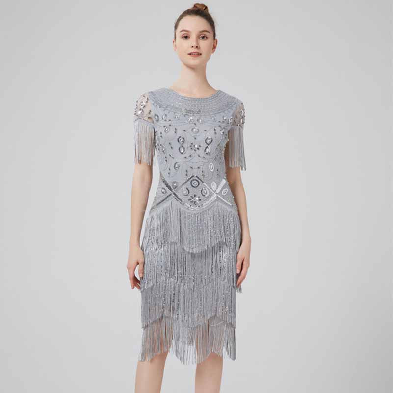 Sparkly Event Dress Sequins Fringed 1920s Dress