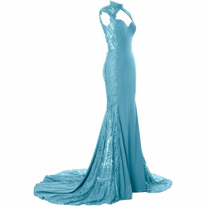 Women Mermaid Sequin Evening Gown Wedding Gown Bride Prom Formal Event Dress