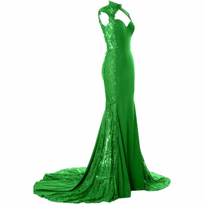 Women Mermaid Sequin Evening Gown Wedding Gown Bride Prom Formal Event Dress