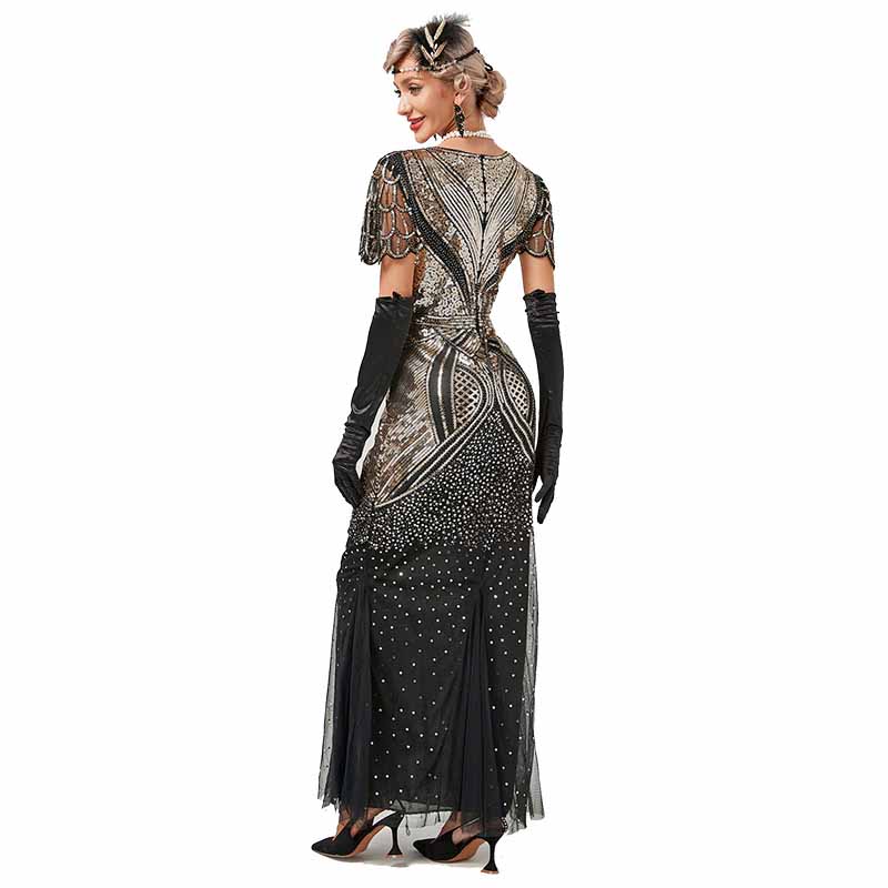 Long Dress V-Neck Party Dress Multi-Layer Long Fringe Dress