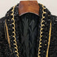 Women Sequin Tassel Chain Blazer Black Jacket