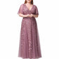 Women embroidery Lace Bridesmaid Dress V Neck Long Prom Dress