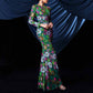 Floral Sequin Slim Fit Prom Dress Long Sleeve Maxi Dress