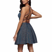 Spaghetti Sparkle Side Chain Women Dress-3 Colors