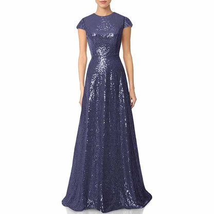 Womens Prom Dress Halter Sequin Long Bridesmaid Dress Cowlback Formal Evening Gown