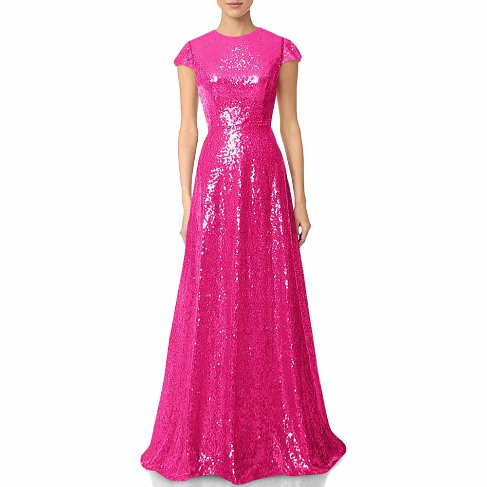 Womens Prom Dress Halter Sequin Long Bridesmaid Dress Cowlback Formal Evening Gown