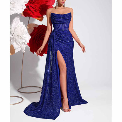 Sparkling Sequin Long Evening Dress – Corset Split Prom Gown