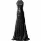 Women Halter Sequin Long Bridesmaid Dress Cowlback Formal Evening Gown