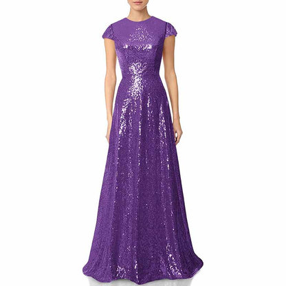Womens Prom Dress Halter Sequin Long Bridesmaid Dress Cowlback Formal Evening Gown