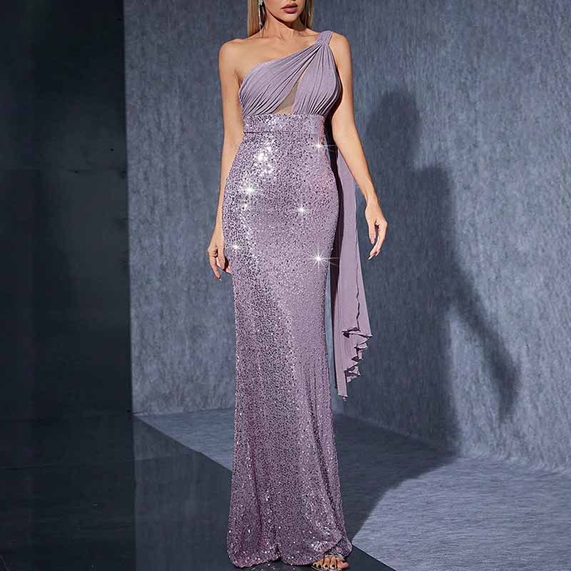 One Shoulder Mermaid Sequin Prom Dress – Long Evening Gown for Formal Party & Red Carpet