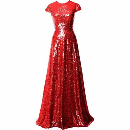 Womens Prom Dress Halter Sequin Long Bridesmaid Dress Cowlback Formal Evening Gown