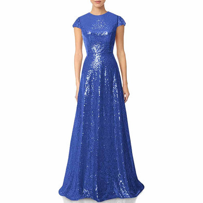Womens Prom Dress Halter Sequin Long Bridesmaid Dress Cowlback Formal Evening Gown