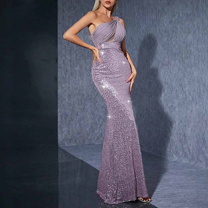 One Shoulder Mermaid Sequin Prom Dress – Long Evening Gown for Formal Party & Red Carpet