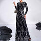 Long Sleeves Sequin Black Formal Derss Prom Gowns