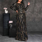 1XL-4XL Long Sleeves Sequin Black Formal Derss Prom Gowns