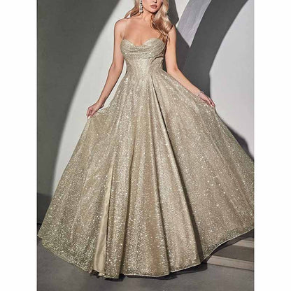 Sparkly Tulle Prom Dresses Spaghetti Straps Corset Long Formal Evening Gowns