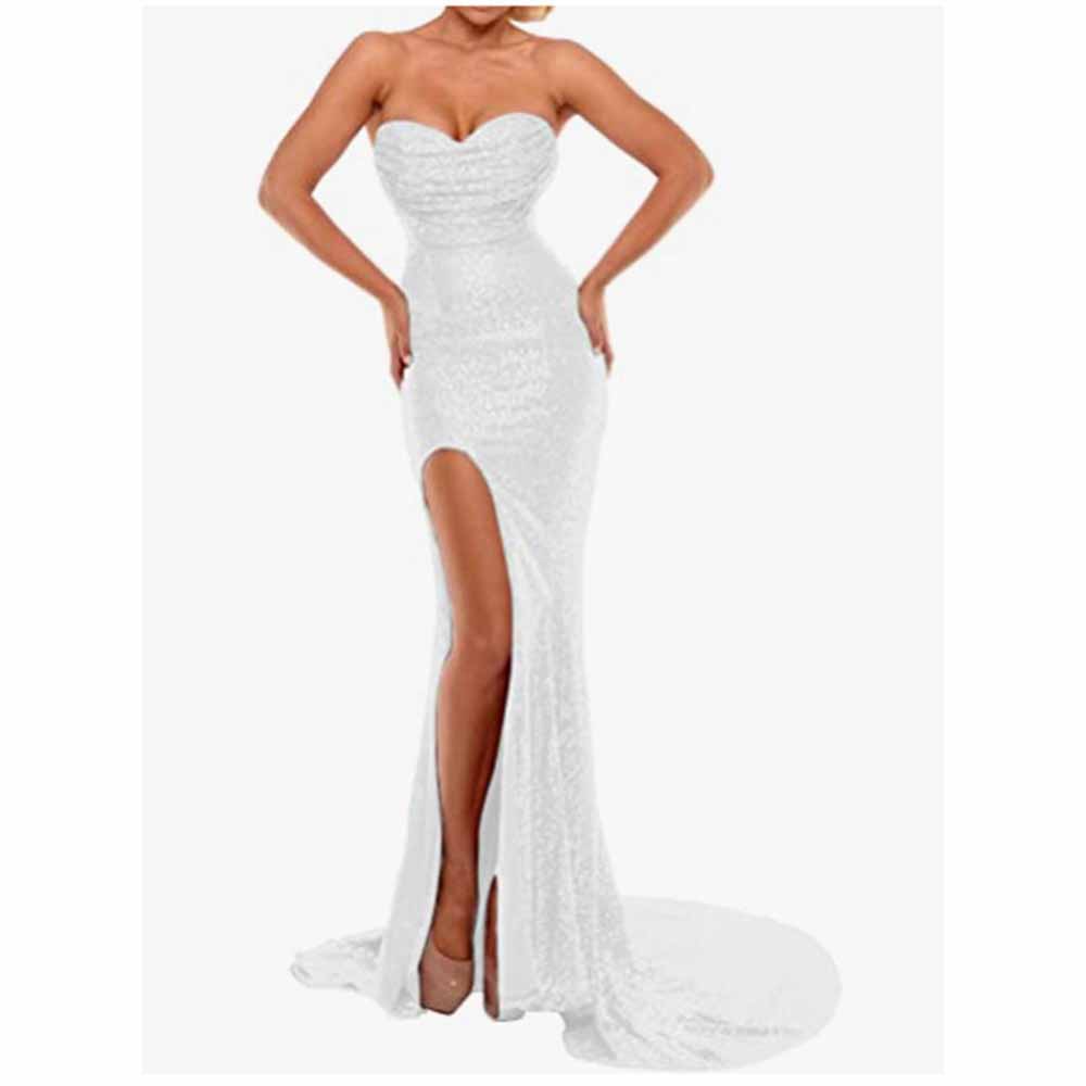 Sweetheart Sheath Evening Dress With Split Front